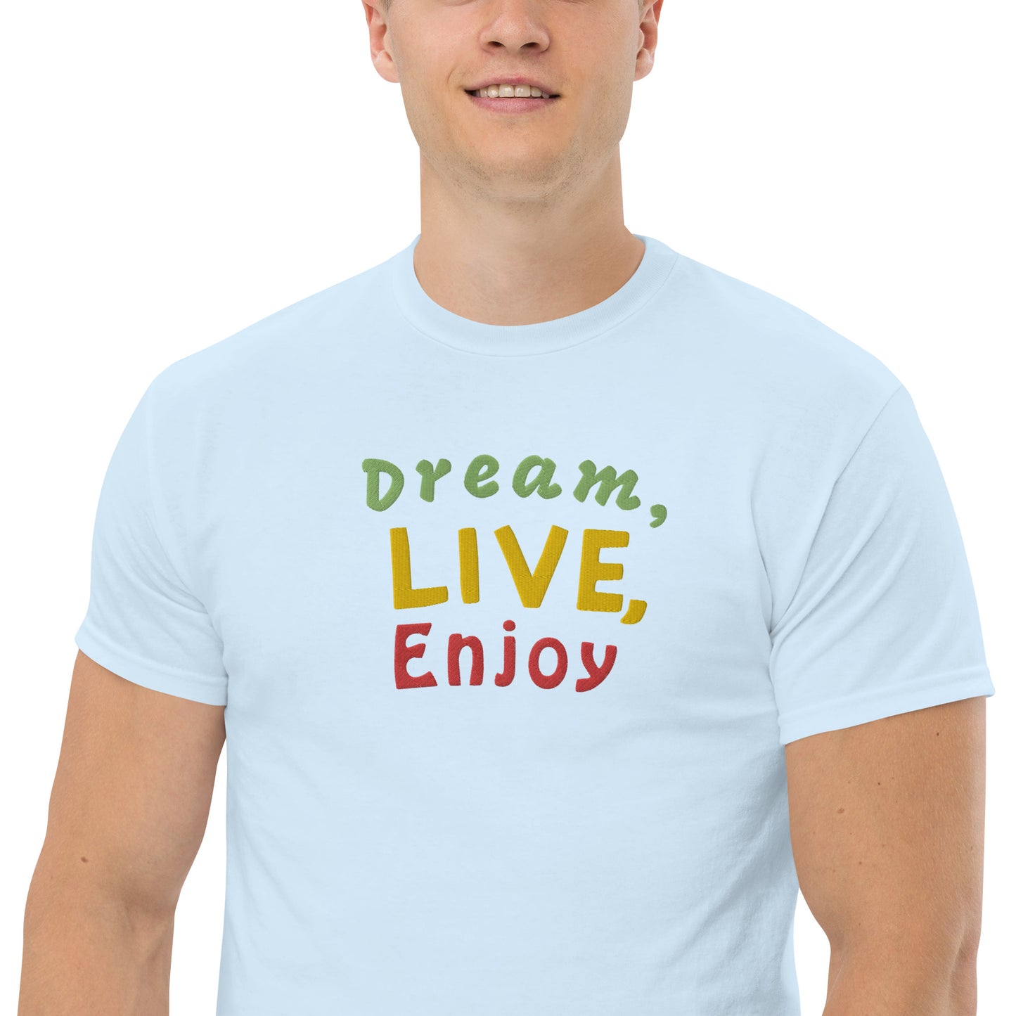 Klassisches Herren-T-Shirt | Gildan 5000 "Dream, live, enjoy"