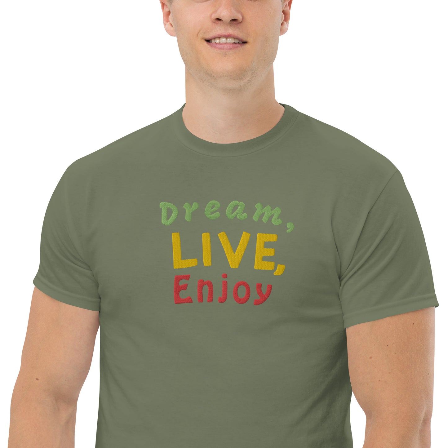 Klassisches Herren-T-Shirt | Gildan 5000 "Dream, live, enjoy"