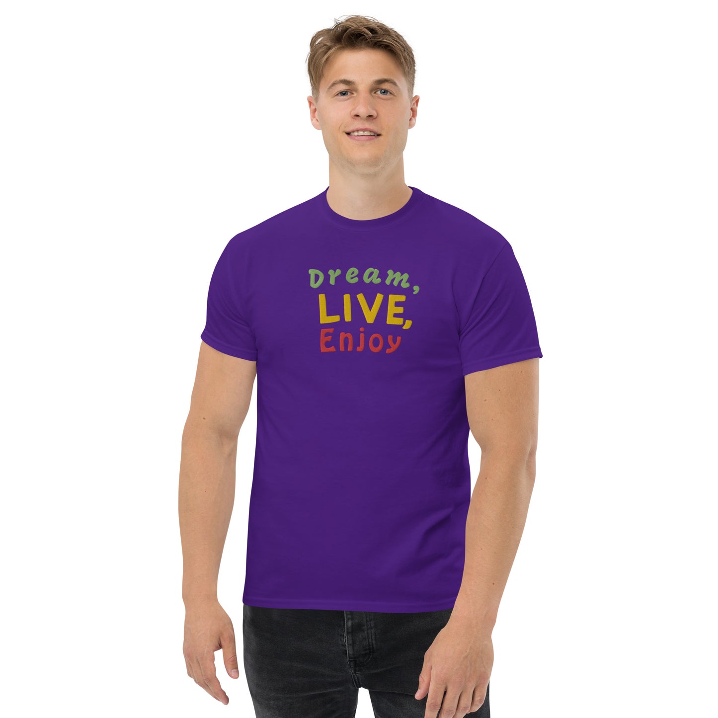 Klassisches Herren-T-Shirt | Gildan 5000 "Dream, live, enjoy"