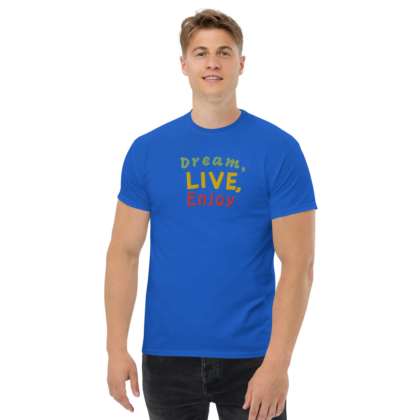 Klassisches Herren-T-Shirt | Gildan 5000 "Dream, live, enjoy"