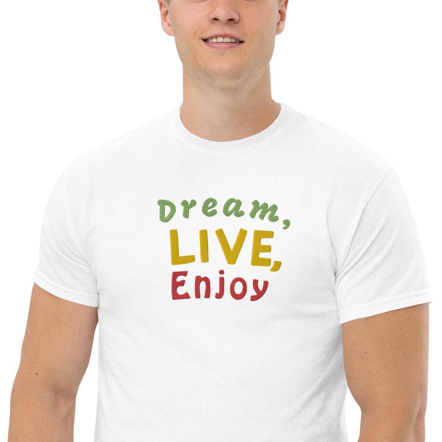 Klassisches Herren-T-Shirt | Gildan 5000 "Dream, live, enjoy"