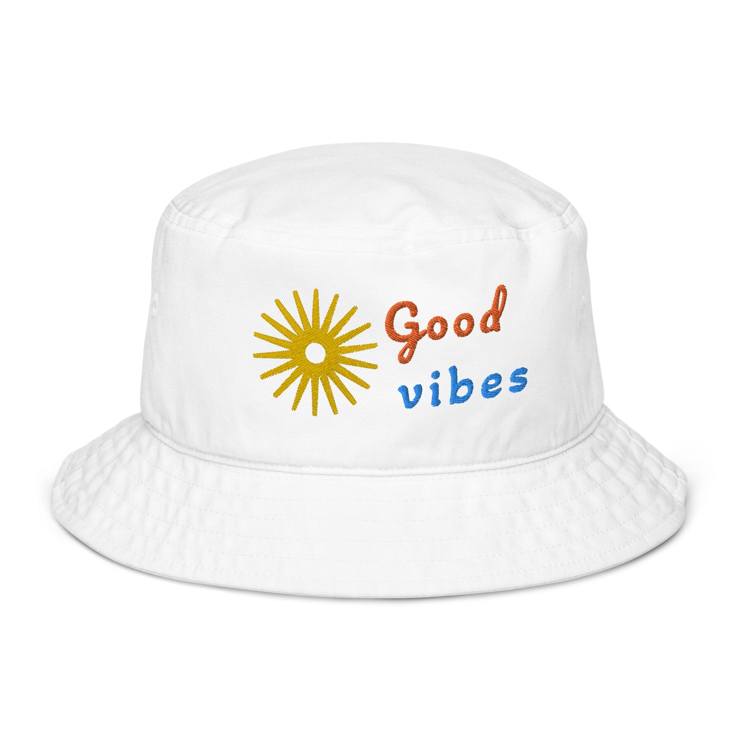 Fischerhut aus Bio-Baumwoll-Twill "Good vibes"