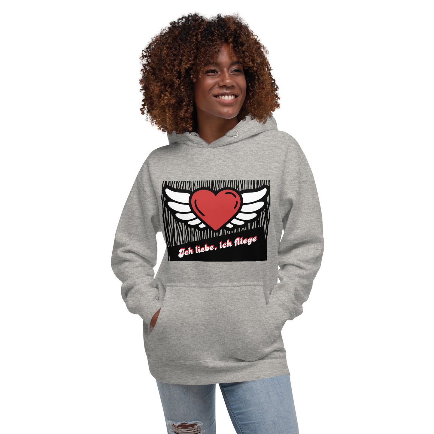 Unisex-Kapuzenpullover Premium-Hoodie | Cotton Heritage M2580 "Ich liebe, ich fliege"