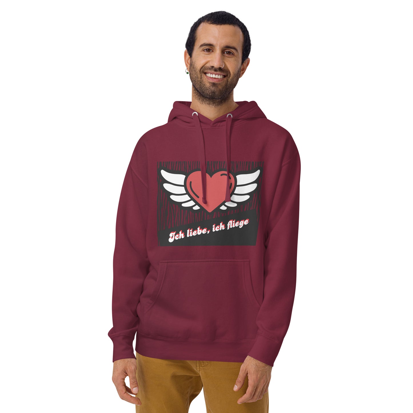 Unisex-Kapuzenpullover Premium-Hoodie | Cotton Heritage M2580 "Ich liebe, ich fliege"