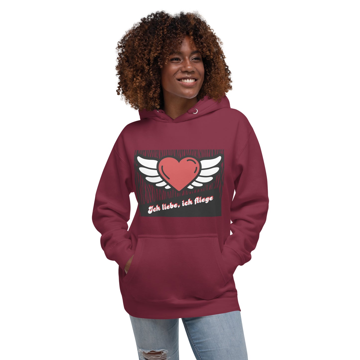 Unisex-Kapuzenpullover Premium-Hoodie | Cotton Heritage M2580 "Ich liebe, ich fliege"