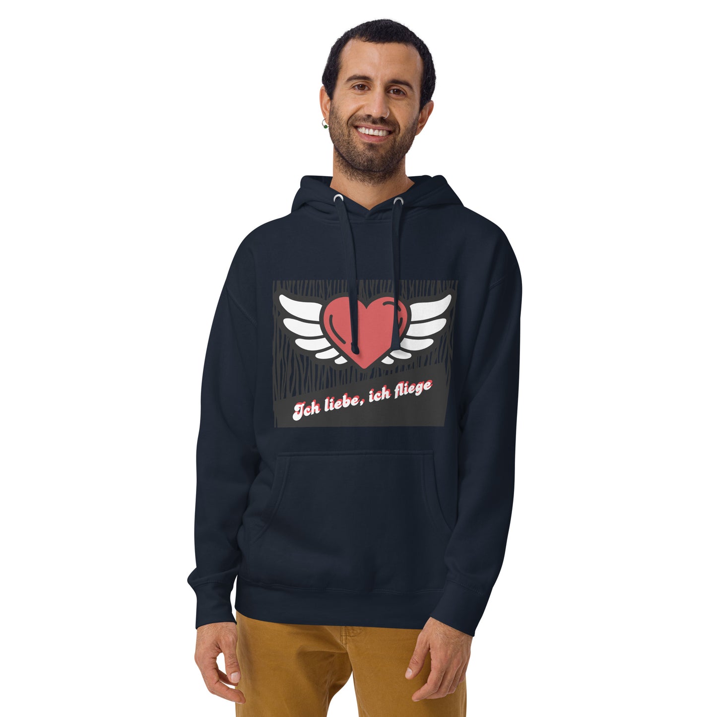 Unisex-Kapuzenpullover Premium-Hoodie | Cotton Heritage M2580 "Ich liebe, ich fliege"