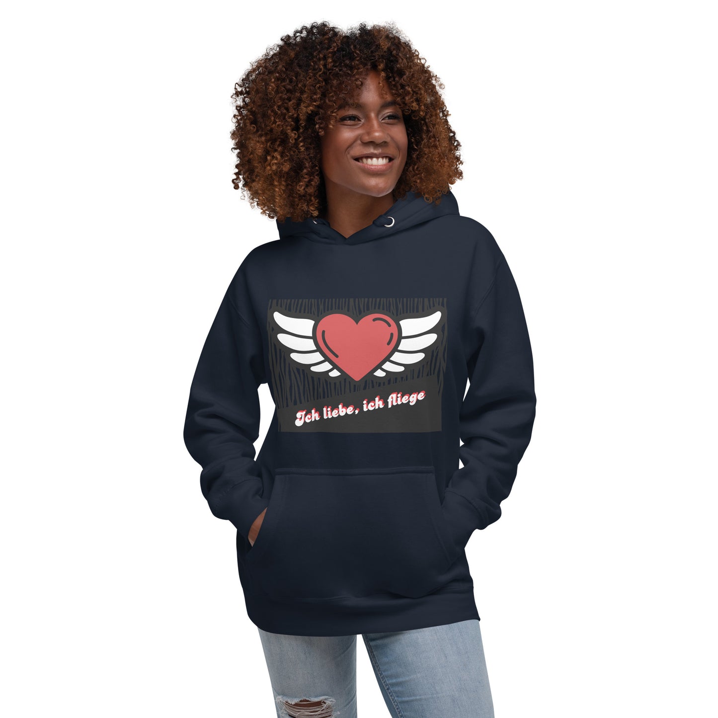 Unisex-Kapuzenpullover Premium-Hoodie | Cotton Heritage M2580 "Ich liebe, ich fliege"