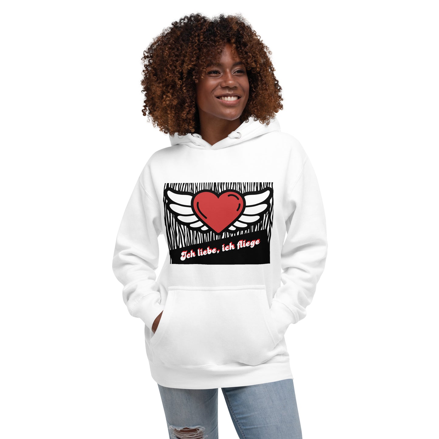 Unisex-Kapuzenpullover Premium-Hoodie | Cotton Heritage M2580 "Ich liebe, ich fliege"