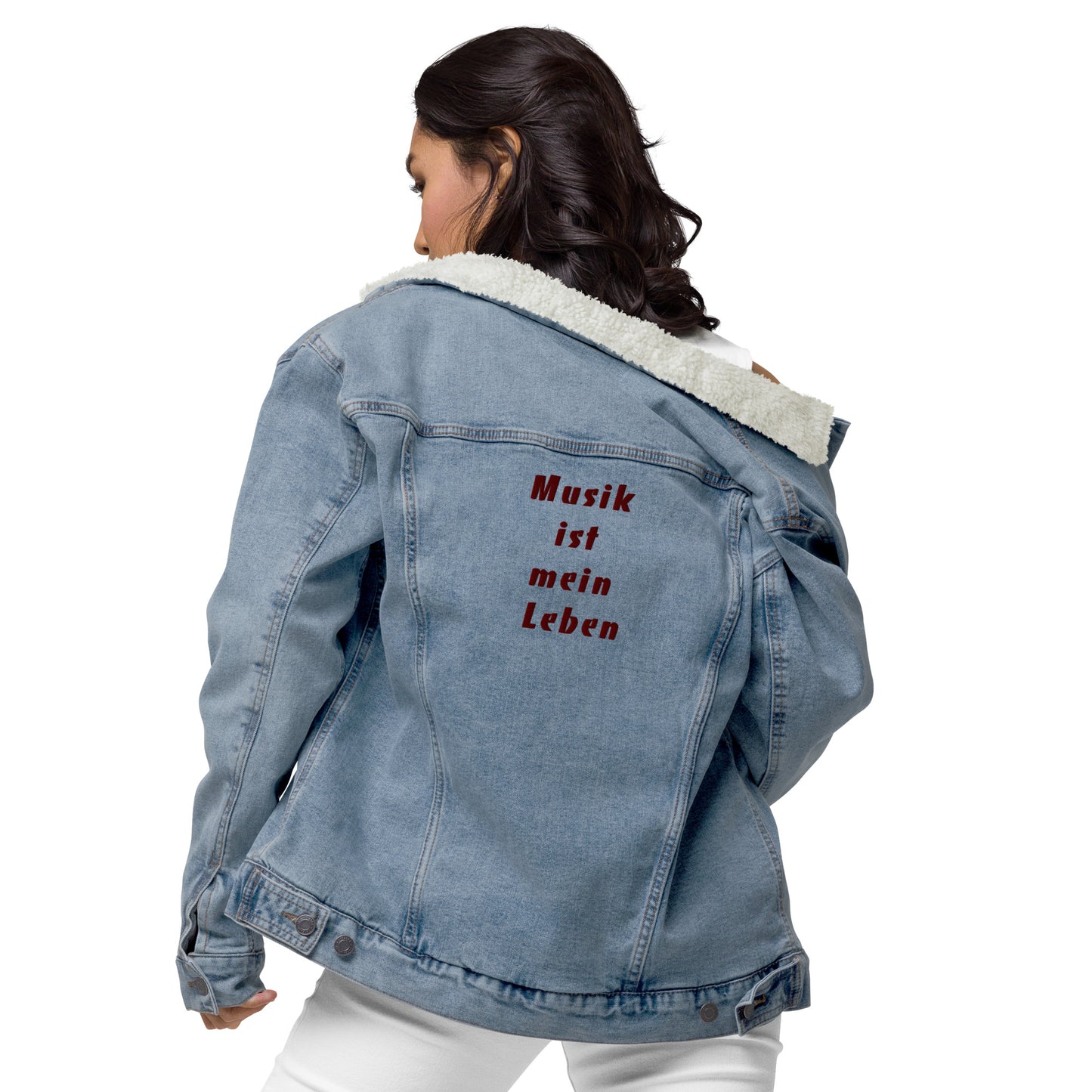 Unisex  Sherpa Jeansjacke "Musik ist mein Leben"