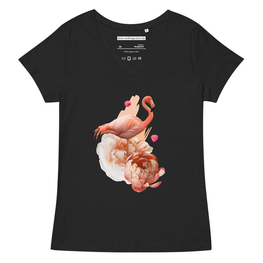 Dieses T-Shirt mit V-Ausschnitt für Damen ist eng anliegend, aber nicht zu eng – ideal, um es einzeln oder als Teil eines mehrschichtigen Looks zu tragen. Es besteht aus weicher, hochwertiger Bio-Baumwolle. Verbringe nicht den ganzen Tag mit dem Aussuchen von Klamotten – entscheide dich für die klassischen Basics!  • 100 % gekämmte, ringgesponnene Bio-Baumwolle