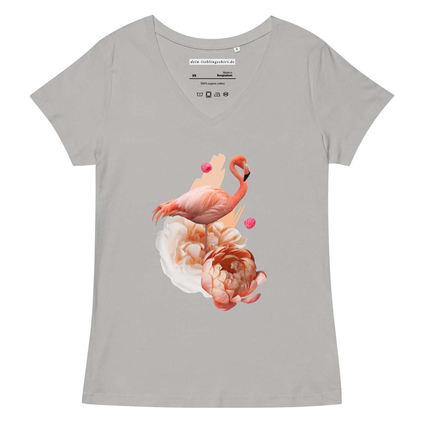 Figurbetontes Damen-T-Shirt mit V-Ausschnitt | B&C TW045 "Der Kolibri als Krafttier"