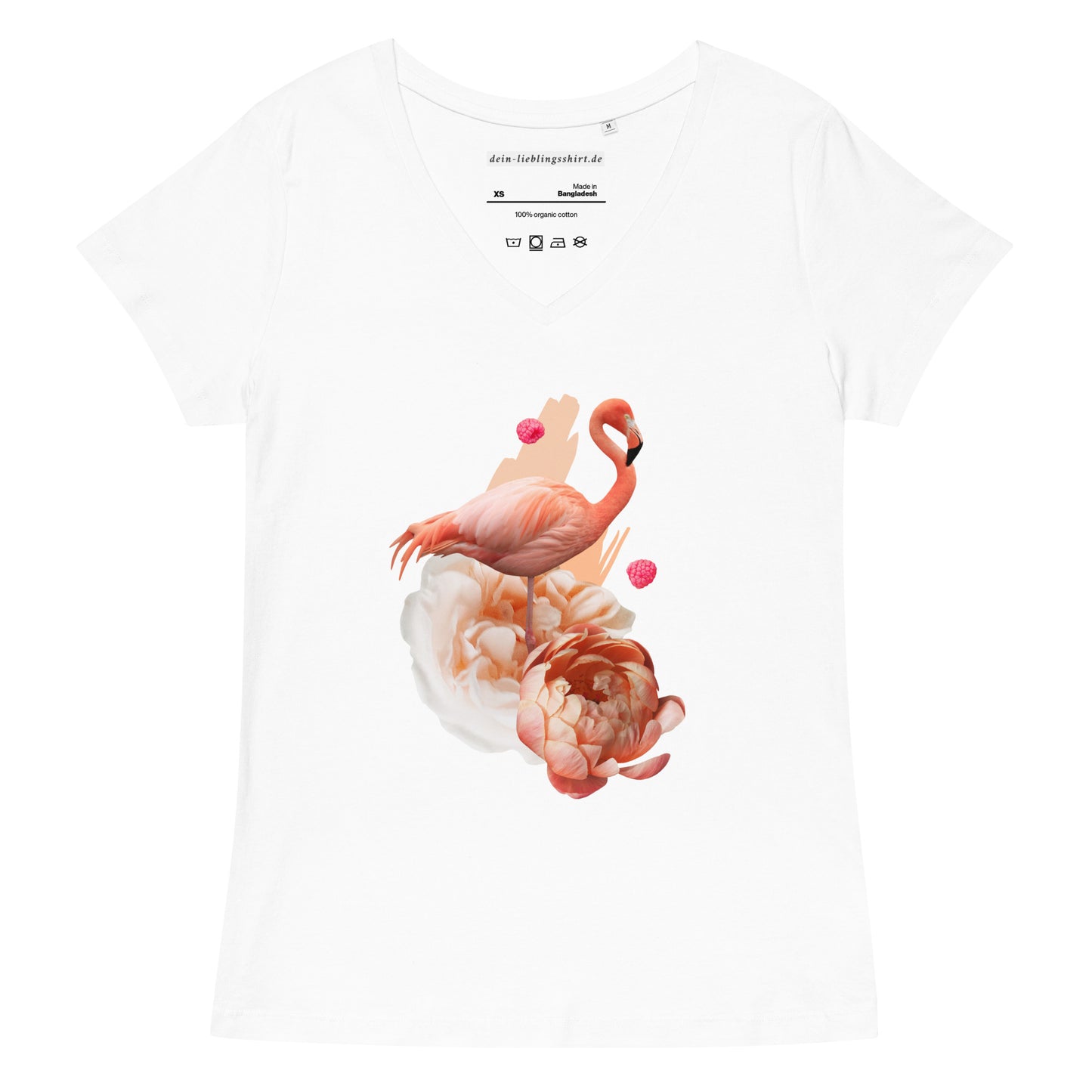 Figurbetontes Damen-T-Shirt mit V-Ausschnitt | B&C TW045 "Der Kolibri als Krafttier"